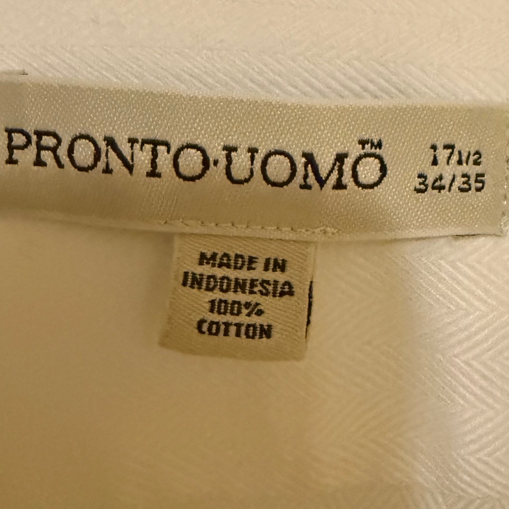 PERFECT CONDITION, PRONO UHOMO WHITE TUXEDO SHIRT, SIZE 17 1/2 34/35 - Picture 5 of 6